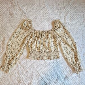 Chic Cream Floral Crop Top